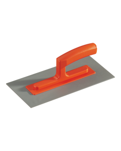 Professional extra-lightweight plastic finishing trowel featuring a reinforced plastic handle for ergonomic and durable use on delicate surfaces.