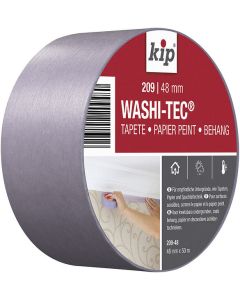 A roll of Kip® 209 WASHI-TEC® wallpaper masking tape in purple, featuring its ultra-thin Washi paper construction designed for precision masking on extremely sensitive and delicate interior surfaces.