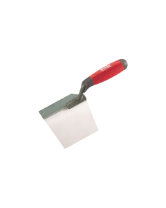 Professional PAR-2105 outside corner trowel with a stainless steel blade and an ergonomic bi-material handle featuring a protective finger guard.