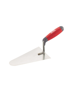 Professional Italian-style round trowel featuring a flexible stainless steel blade and a black and grey ergonomic bi-material handle, from xbau.