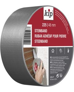 A roll of Kip® 225 PREMIUM duct tape, showing its PE-laminated fabric texture designed for high-adhesion tasks on rough surfaces like stone and plaster.