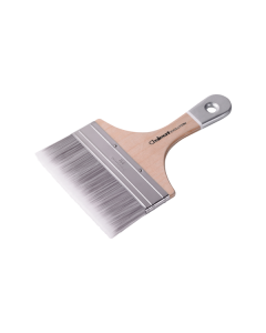 Professional xbau AQUASILVER varnish brush featuring staged and tapered synthetic fibers, a stainless steel ferrule, and an ergonomic varnished wooden handle.