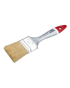 Professional xbau universal flat brush for all-purpose painting, featuring a blend of natural and synthetic bristles, a nickel-plated steel ferrule, and a durable varnished plastic handle.