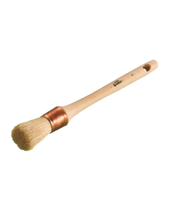 All-purpose round brush with mixed natural and synthetic bristles and varnished wooden handle