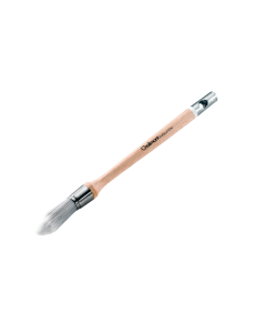 Professional L'Outil Parfait AQUASILVER round pointed brush from xbau, featuring staged and tapered synthetic fibers, a stainless steel ferrule, and an ergonomic varnished wooden handle.