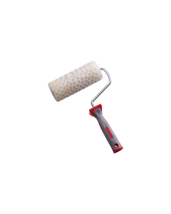 Professional 180 mm xbau alveolated foam paint roller with a clip-system plastic frame for achieving a fine-grained texture.