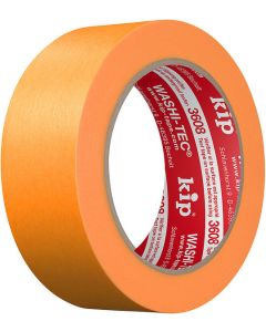A roll of Kip® 3608 WASHI-TEC® STANDARD masking tape, featuring the signature yellow Goldkrepp® paper designed for achieving professional, sharp paint edges on both smooth and lightly textured surfaces.