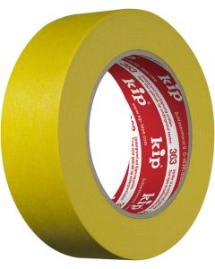 Kip® 363 stucco tape in a vibrant yellow, showing its lightly creped texture designed for secure masking on masonry and plaster during high-temperature or long-term construction projects.