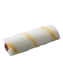 Polyamide 12mm paint roller with textured yellow fibers, optimized for non-drip application and grained finishes.