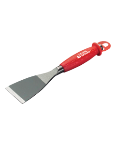 Professional Italian-style round trowel featuring a flexible stainless steel blade and a black and grey ergonomic bi-material handle, from xbau.