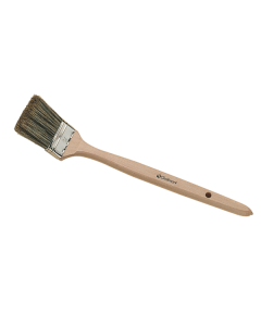 Professional extra-thick flat curved radiator brush from xbau, featuring a premium blend of natural bristles, a nickel-plated steel ferrule, and an ergonomic natural wooden handle for heavy-duty application in hard-to-reach areas.