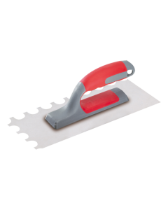 Extra-light PAR-615 "U" notched trowel with a 280x110 mm stainless steel blade and special half-rounded 2x1x1.5 cm teeth for plaster plates.