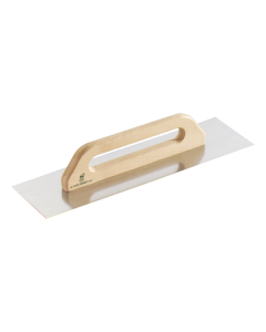 Professional L'Outil Parfait 50 cm stainless steel float trowel from xbau, featuring a 0.7 mm thick blade and a PEFC certified wooden handle.