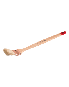 Professional xbau flat curved brush (radiator brush) featuring a long-reach varnished wooden handle, nickel-plated steel ferrule, and a high-performance blend of natural and synthetic bristles.