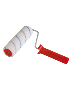 Professional 180 mm xbau acrylic paint roller with 12 mm blue-striped polyester fibers, featuring beveled edges and a mark-free curved cover.