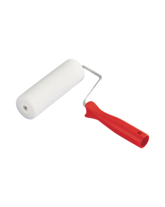 Professional 180 mm polyester foam paint roller with a polypropylene frame, featuring beveled edges and a mark-free curved cover for a smooth finish.