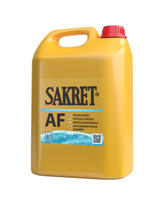 SAKRET AF antifreeze additive being mixed with water for winter masonry and concrete work to ensure curing at temperatures as low as -20°C.