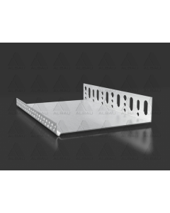 Xbau natural aluminum base profile with integrated drip ledge for horizontal alignment and protection of thermal insulation plates in ETICS systems.