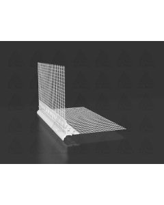 PVC dripnose bead with integrated fiberglass mesh for window and door reveals, designed to direct rainwater away from the facade and protect the upper lintel from moisture ingress.