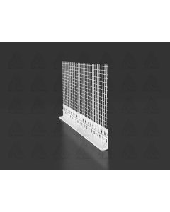 Xbau PVC window sill connection profile with integrated glass fiber mesh for draining water from the jamb and preventing cracks in the ETICS system.