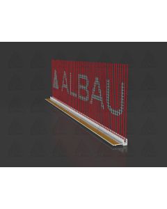 Albau white window reveal profile with integrated glass fiber mesh for creating elastic, crack-resistant joints between window frames and plaster in ETICS insulation systems.