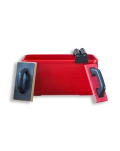Professional 4-piece Xbau tile grouting and cleaning set featuring a 22L bucket with rollers, a rubber grouting float, and a sponge cleaning float.