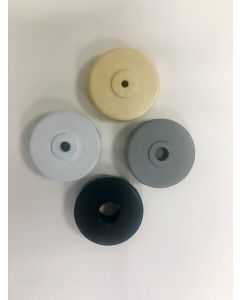 A set of four color-coded replaceable nozzles (4mm to 12mm) for the ALB-TEX-GUN hopper spray gun, designed for applying various textures and plaster thicknesses.