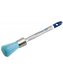 Professional round paint brush for acrylics featuring a nickel-plated steel ferrule, a blend of natural and synthetic bristles, and a durable plastic handle.