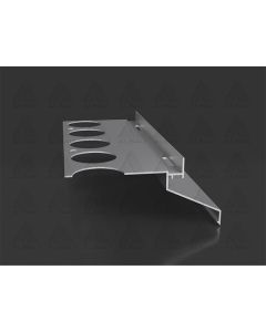 Xbau aluminum balcony gutter profile with 40mm overhang and drainage holes, compatible with ceramic tiles and stone carpets, available in silver, brown, grey, and anthracite.