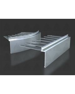 Flexible aluminum balcony profile designed for curved terrace edges, featuring a bendable structure for custom radial finishing and an integrated drip edge for water management.
