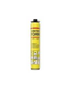 Professional foam adhesive being applied with a gun to an insulation board in parallel stripes for facade and foundation fastening, available at xbau.