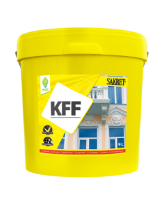 Professional interior application of SAKRET KFF ready-mixed lime paint, showing the deep matte white finish on a mineral plaster surface.