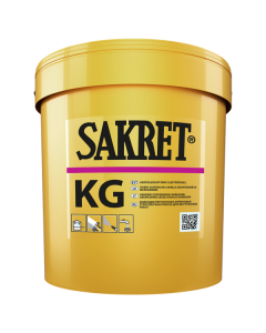 Interior view of a room being prepared with SAKRET white primer paint on gypsum board walls and a concrete ceiling, showing the smooth, high-opacity base before final painting.