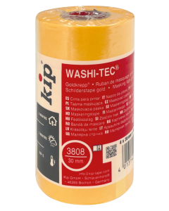 Kip® 3808 WASHI-TEC® POCKET masking tape, featuring a compact and handy roll of original Goldkrepp® paper designed for precision masking in narrow, hard-to-reach areas.