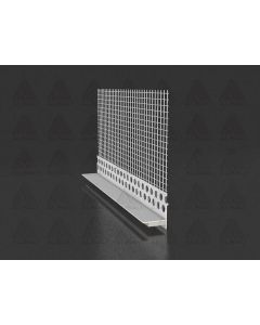A hidden PVC sill connection profile with integrated Vertex glass fiber mesh and expansion foam tape, designed for a seamless, watertight transition between window sill end caps and ETICS facade plaster.