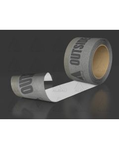 Xbau grey vapor-permeable window sealing tape for exterior use, featuring a fully covered adhesive backing and four fingerlifts for easy application in cold weather.