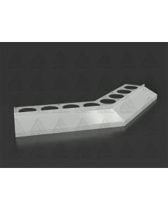 Xbau B 40 MAXI 135° outside corner for balcony and terrace drainage profiles, available in natural, anodized silver, brown, grey, and anthracite finishes.