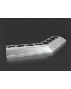 Xbau B 40 MAXI 135° outside corner for balcony and terrace drainage profiles, available in natural, anodized silver, brown, grey, and anthracite finishes.