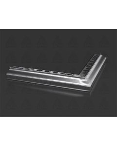 Xbau 90-degree outside corner element for BM MINI balcony and terrace profiles, available in natural, brown, and grey aluminum finishes.