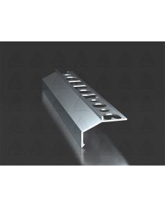Aluminum balcony finishing profile with a 20 mm short drip edge, specifically designed for poured floors and plaster finishes to provide subtle yet effective water drainage on terraces.