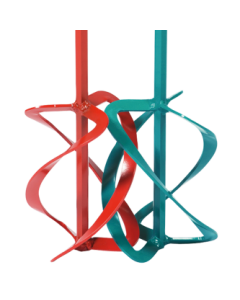 Collomix MKD professional counter-rotating mixing paddles with interlocking triple-blade design for rapid, torque-free homogenization of heavy concrete and dense resins