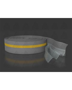Xbau polyethylene foam expansion strip with vapor barrier and self-adhesive backing, designed as perimeter edging for underfloor heating and screed floors.