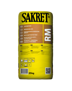 Heavy-duty SAKRET RS repair mortar being applied to precast concrete joints and used for anchoring structural bolts in a reinforced concrete construction project.