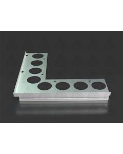 Xbau aluminum 90-degree outside corner element for the BG 20/40 STONE balcony and terrace profile series in silver finish.