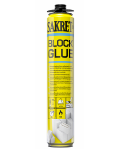 Applying SAKRET BLOCK GLUE polyurethane adhesive to aerated concrete blocks for a non-bearing interior wall.