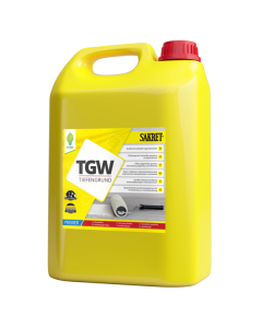 Ready-to-use SAKRET TGW deep-penetrating primer applied to a crumbling mineral wall to bind loose particles and strengthen the foundation before renovation.