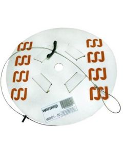A 10-meter coil of Warmup Suspension Wire designed for de-icing systems, featuring high-strength wire and integrated securement clips for attaching heating cables to roof drainage systems.