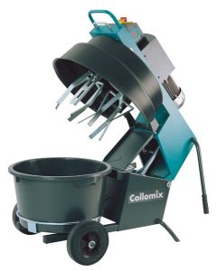 Planetary mixer with 70 liter capacity and tub edge scraper for professional resin and concrete preparation