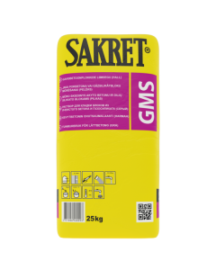 SAKRET GMS M10 cement-based mortar being applied to clean masonry blocks for bonding and structural repair.