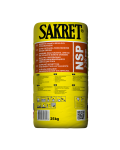 SAKRET NSP fast-setting self-leveling compound being applied to a concrete floor and leveled with a spike roller.